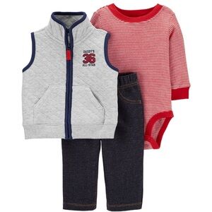 NWOT Carter's 3-Piece Quilted Varsity Vest Set